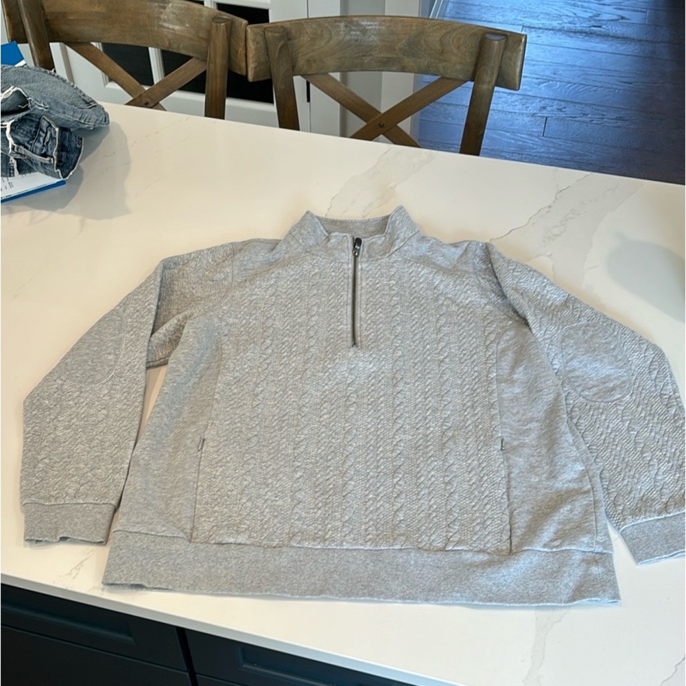 Orvis Jacquard cable knit style 1/4 sweatshirt/pullover